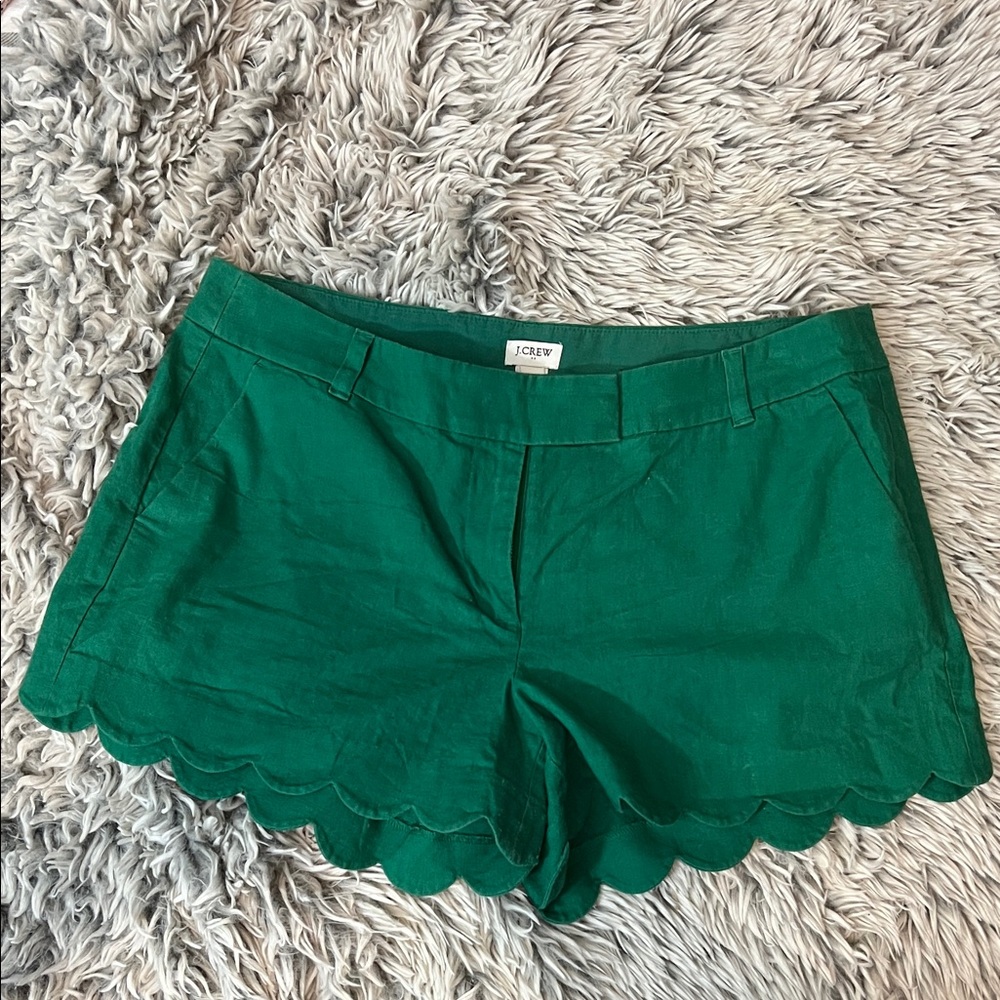 J. Crew Emerald Scalloped High Waist Shorts